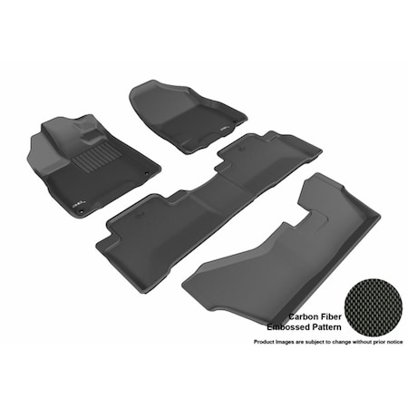 U-Ace 3D Maxpider All 3 Row Custom Fit Kagu Black Floor Mat for 2014-2016 Acura MDX Models L1AC00601509